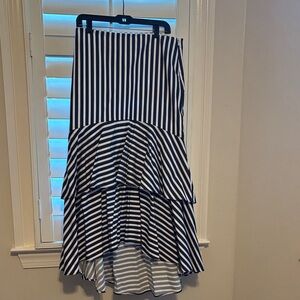 Banana Republic Black and White Striped High-Low Skirt